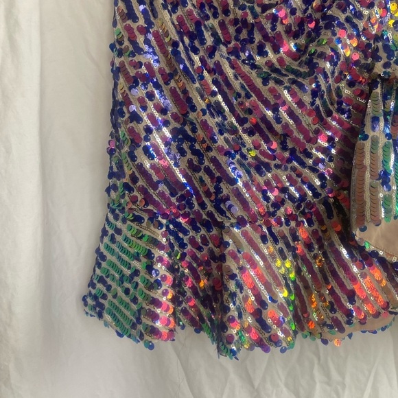 Zara Sequined Mini Skirt With Ruffle Trim Size Medium - Picture 3 of 14